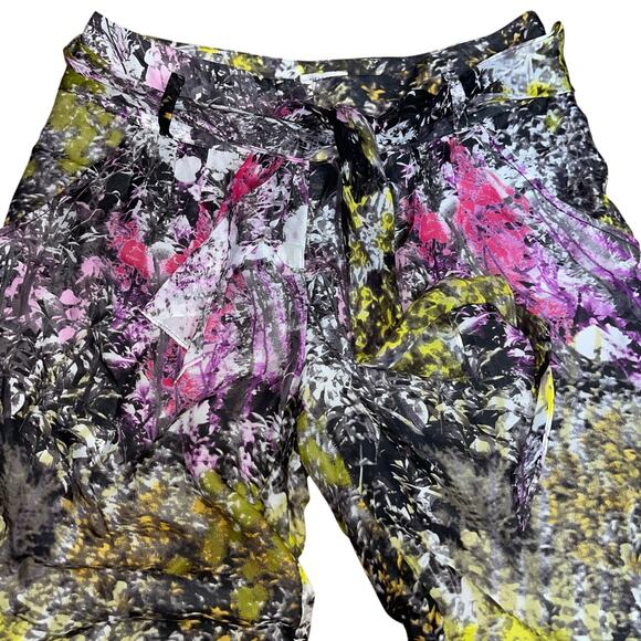 Anthropologie Silk Cropped Pants Colorful Leifsdottir Pocket Bow Trousers - Picture 4 of 13